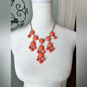 Coral Y2K statement collar bauble bubble necklace orange vintage earrings set